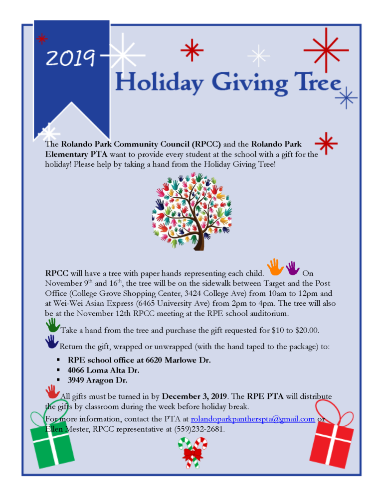 Support the Holiday Giving Tree for Rolando Park Elementary! Rolando